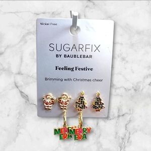 Baublebar Sugarfix Freling Festive Christmas Earrings, 3 Pairs, Brand New